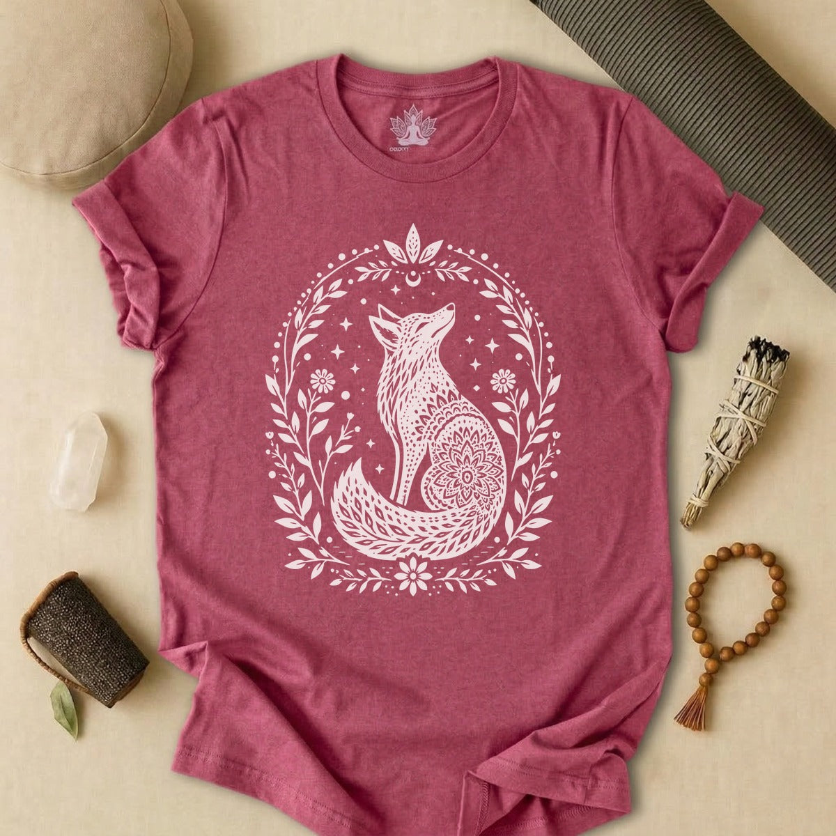 Boho Mandala Fox Linocut Tee