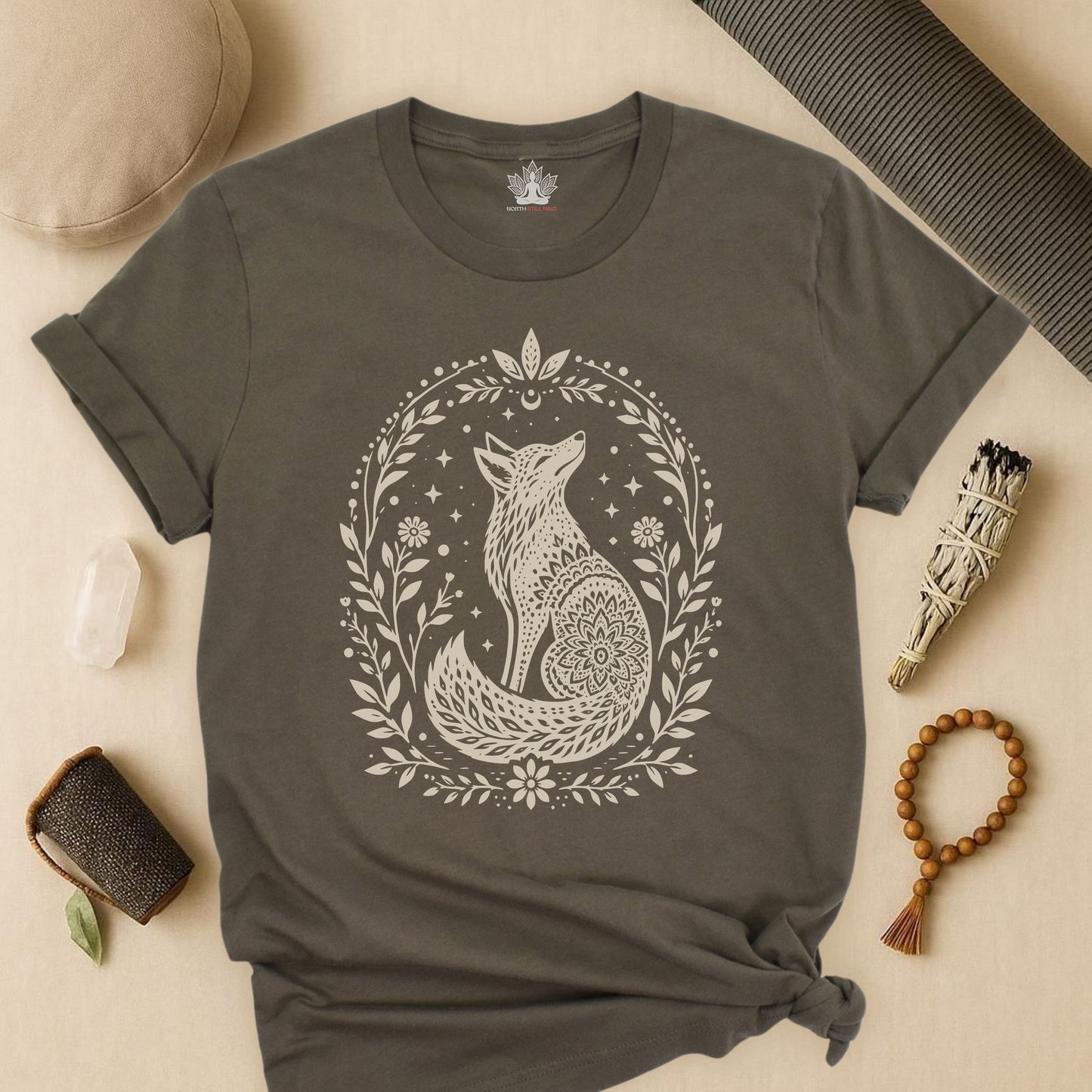 Boho Mandala Fox Linocut Tee