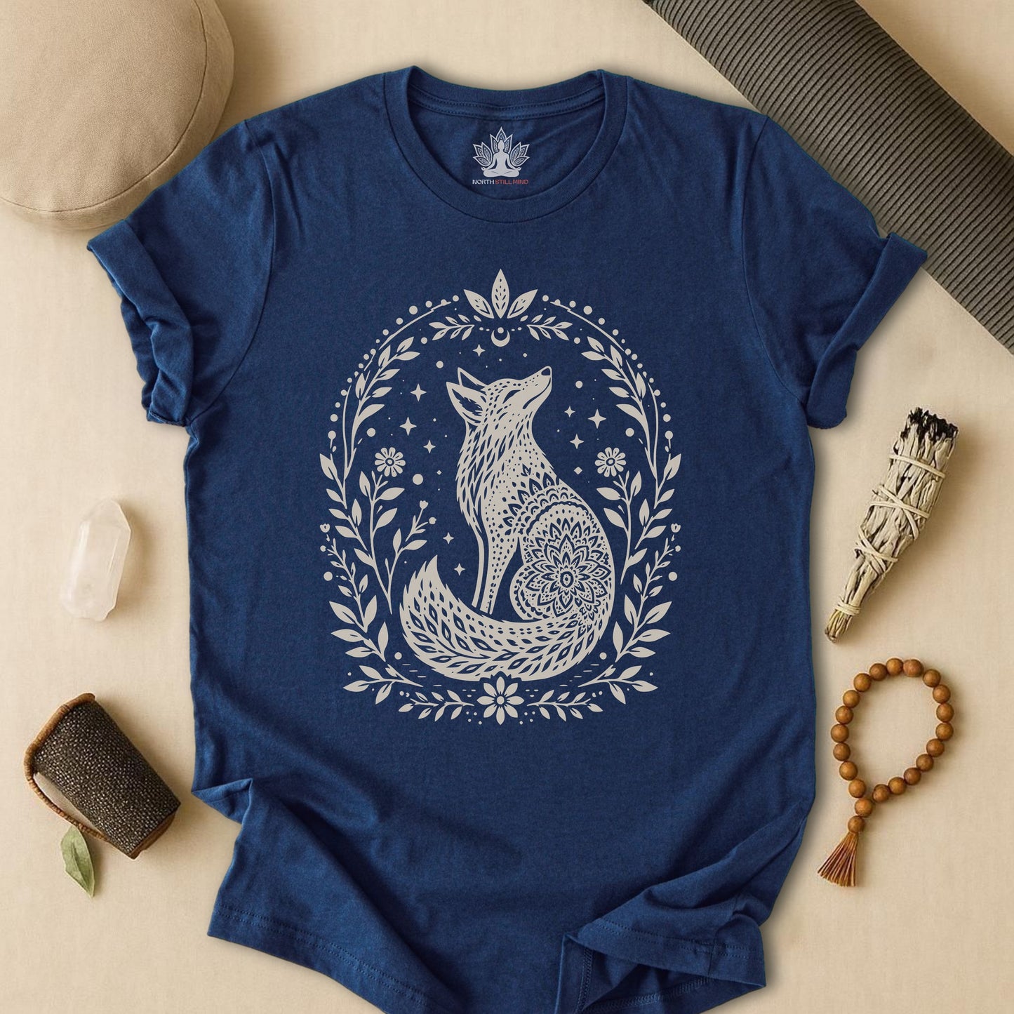 Boho Mandala Fox Linocut Tee