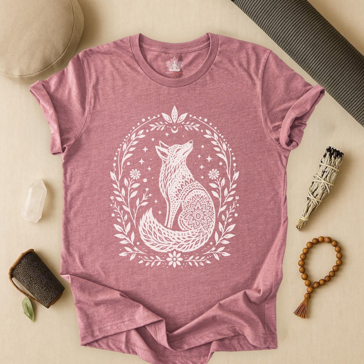 Boho Mandala Fox Linocut Tee