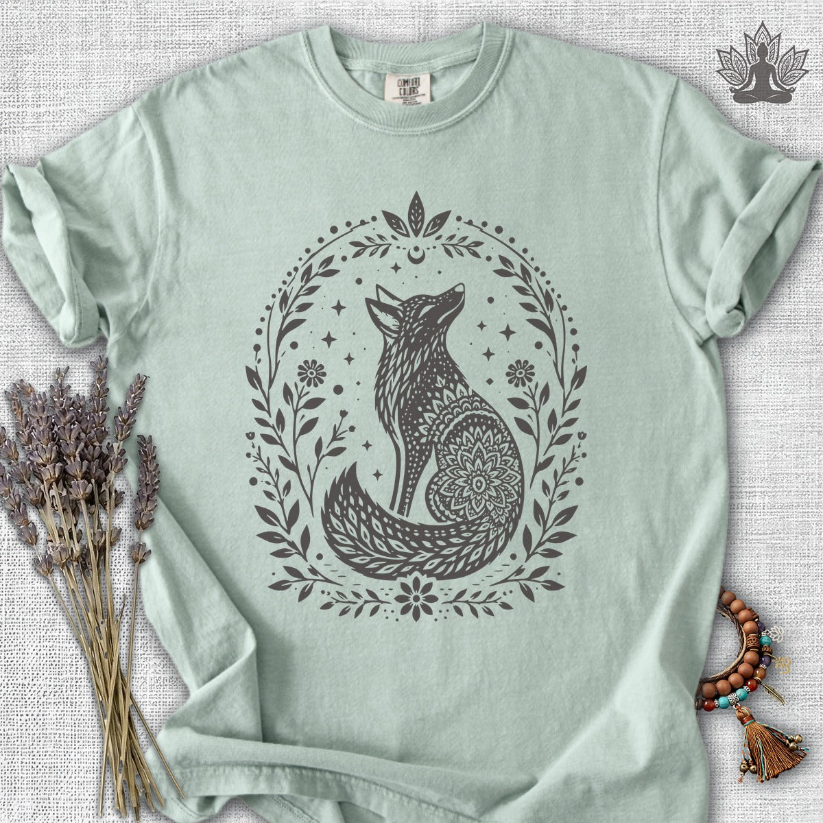 Boho Mandala Fox Linocut Comfort Colors® Tee