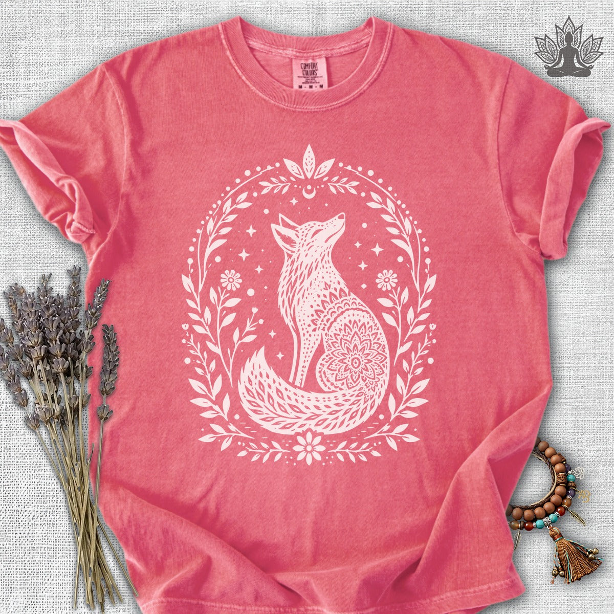 Boho Mandala Fox Linocut Comfort Colors® Tee