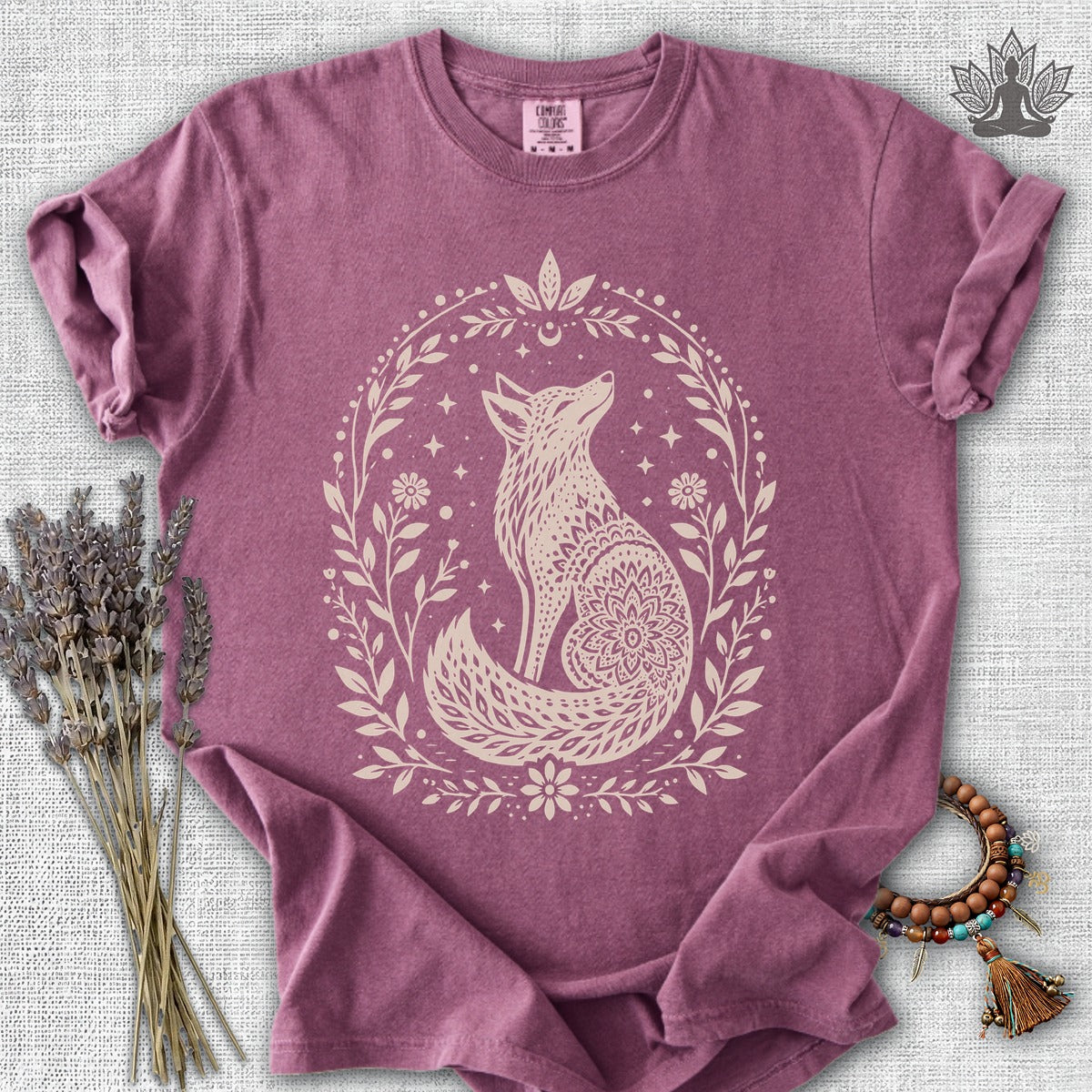 Boho Mandala Fox Linocut Comfort Colors® Tee