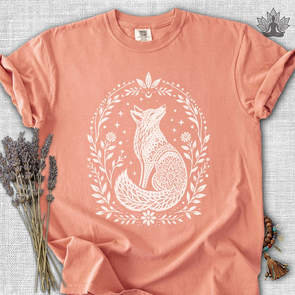 Boho Mandala Fox Linocut Comfort Colors® Tee
