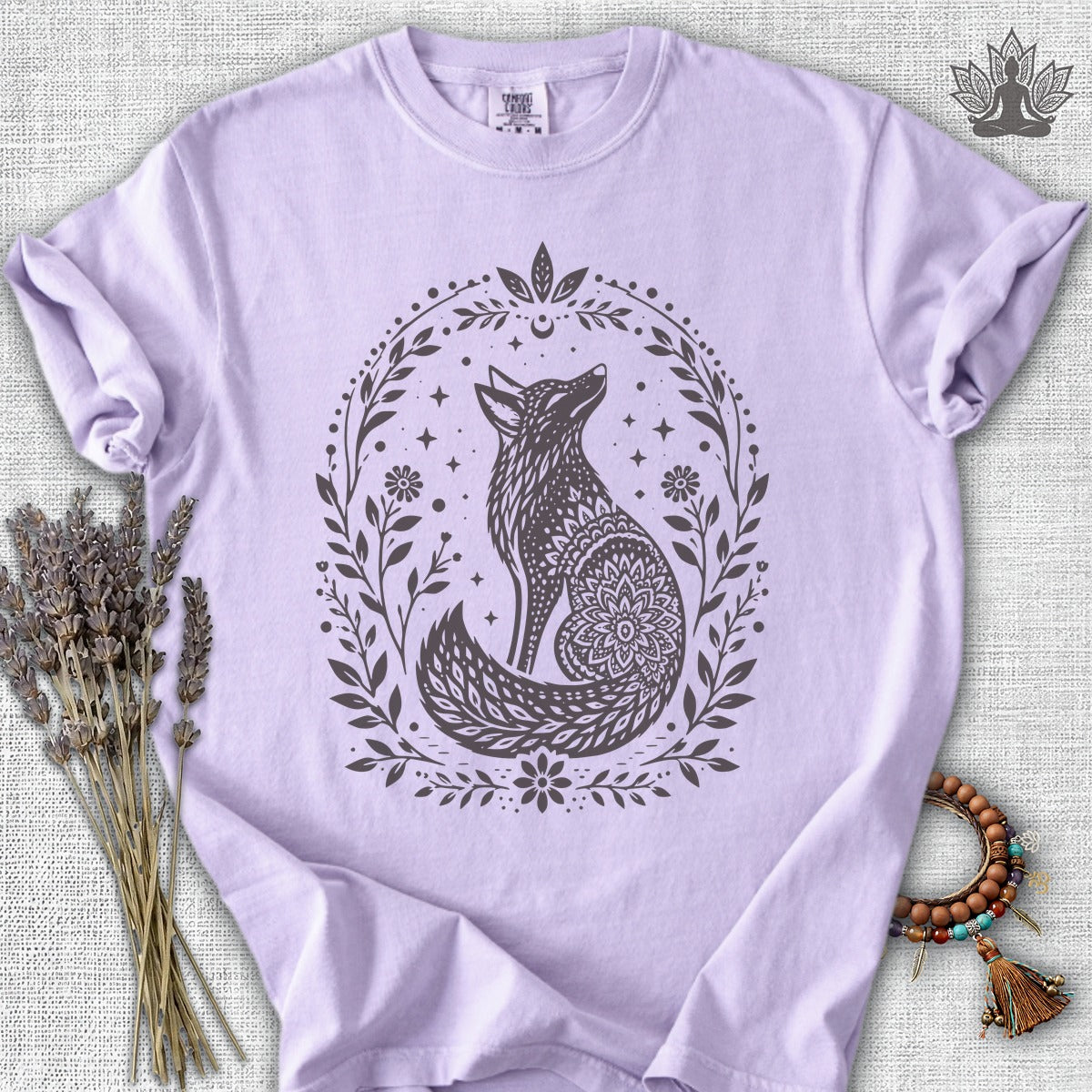 Boho Mandala Fox Linocut Comfort Colors® Tee