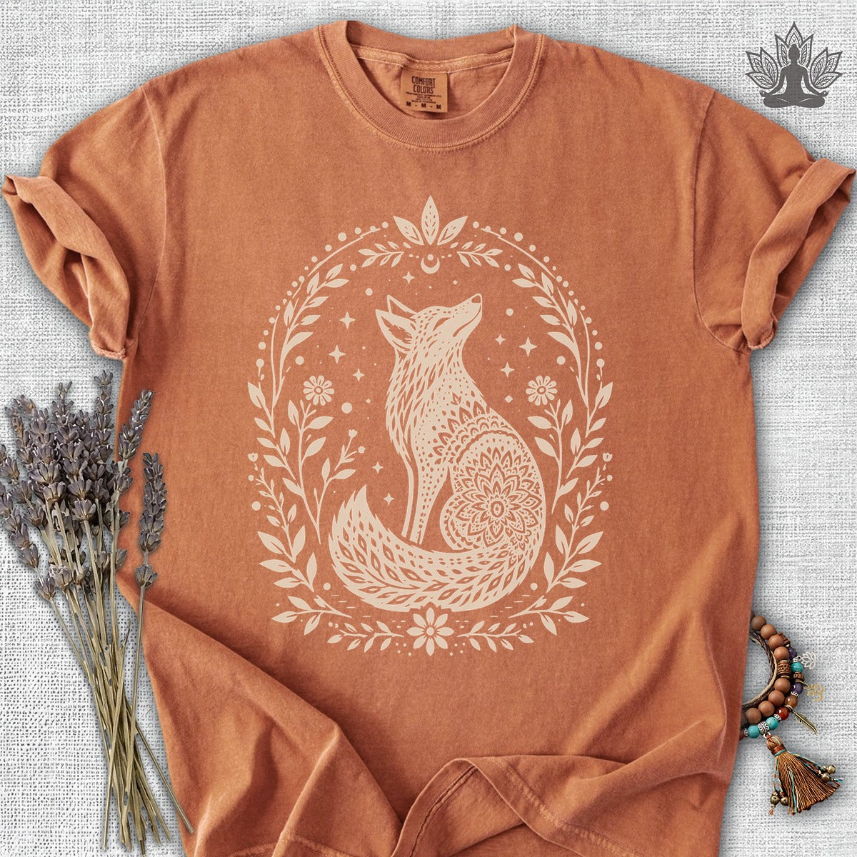 Boho Mandala Fox Linocut Comfort Colors® Tee