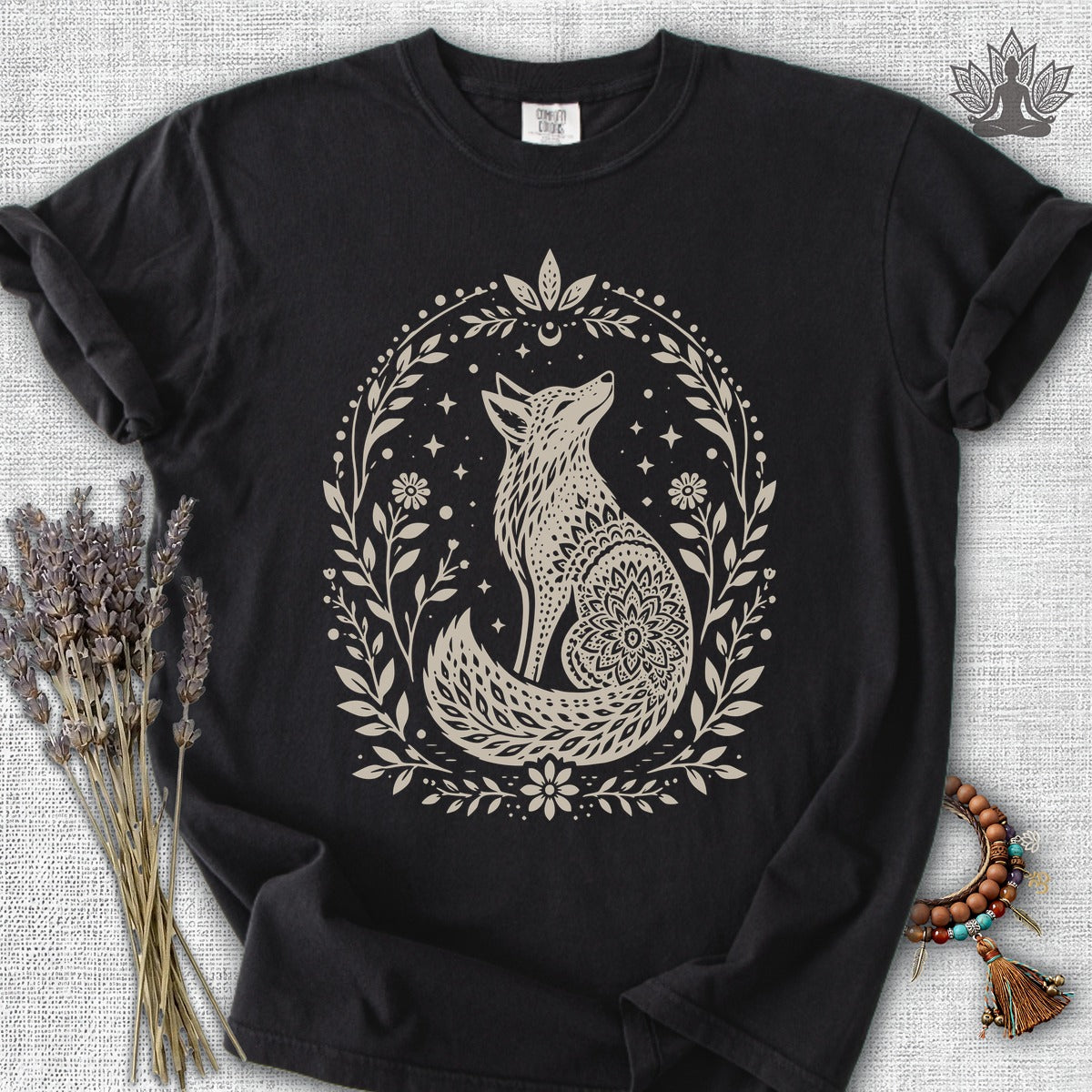 Boho Mandala Fox Linocut Comfort Colors® Tee