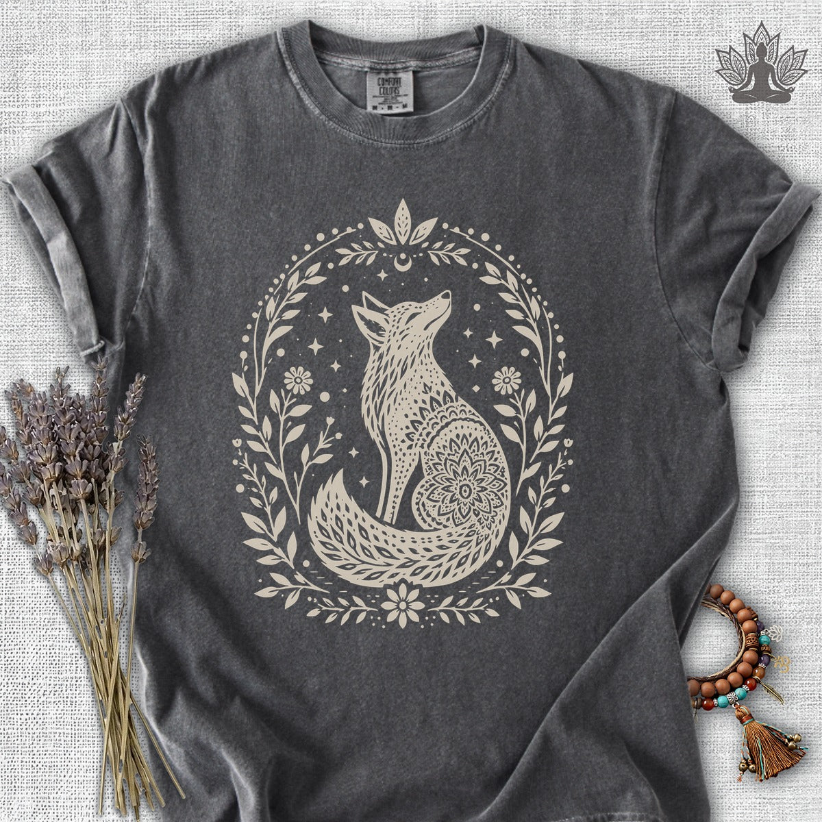 Boho Mandala Fox Linocut Comfort Colors® Tee
