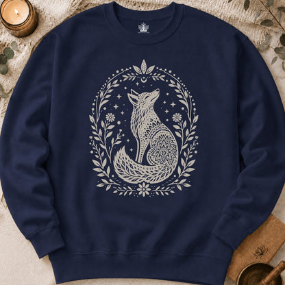 Boho Mandala Fox Linocut Sweatshirt