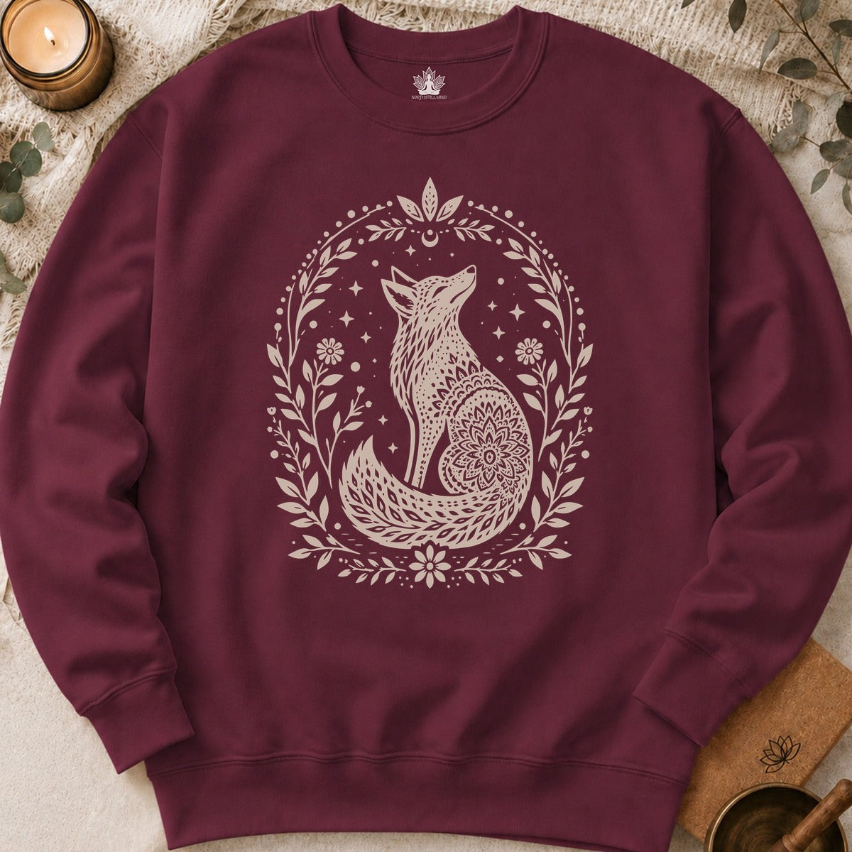 Boho Mandala Fox Linocut Sweatshirt