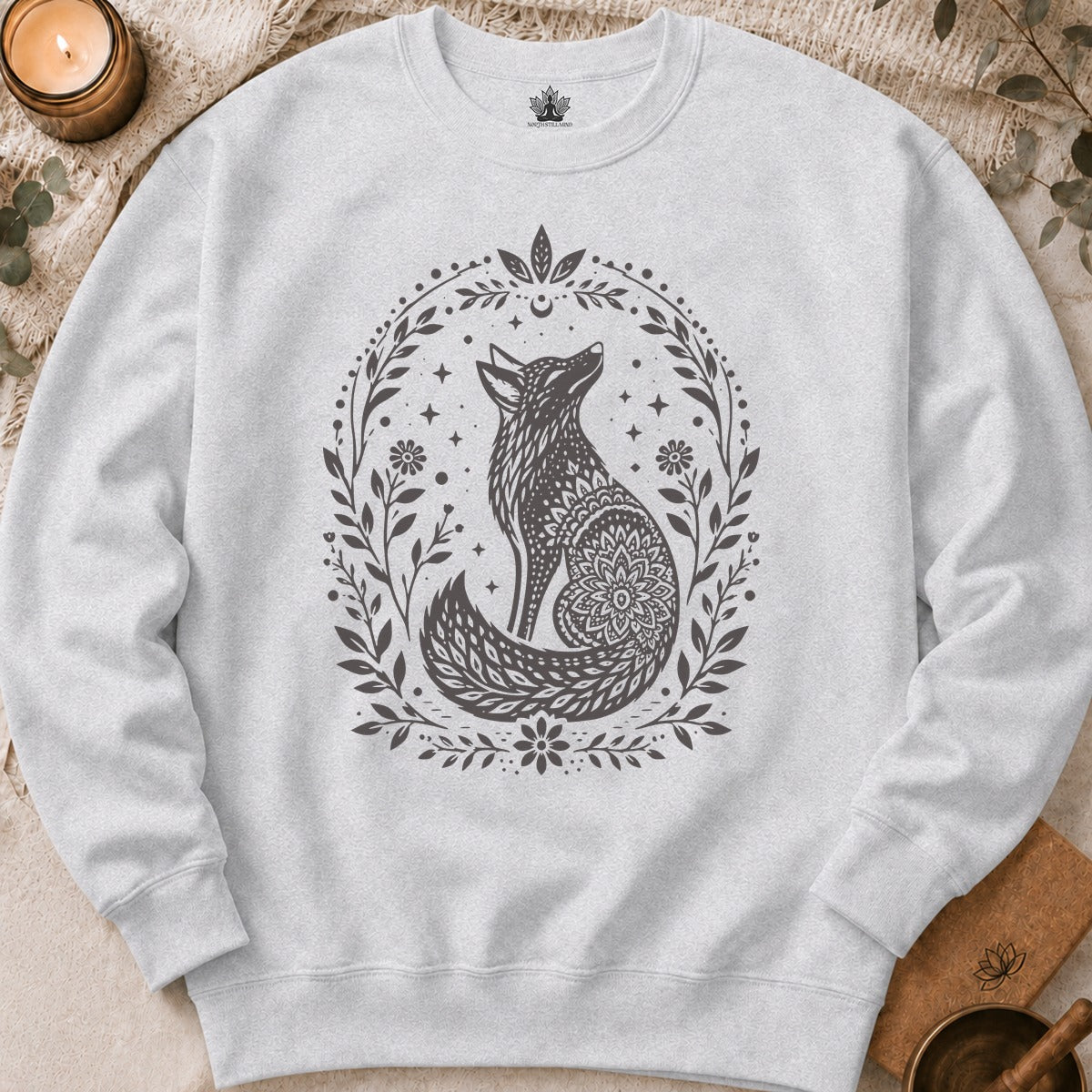 Boho Mandala Fox Linocut Sweatshirt