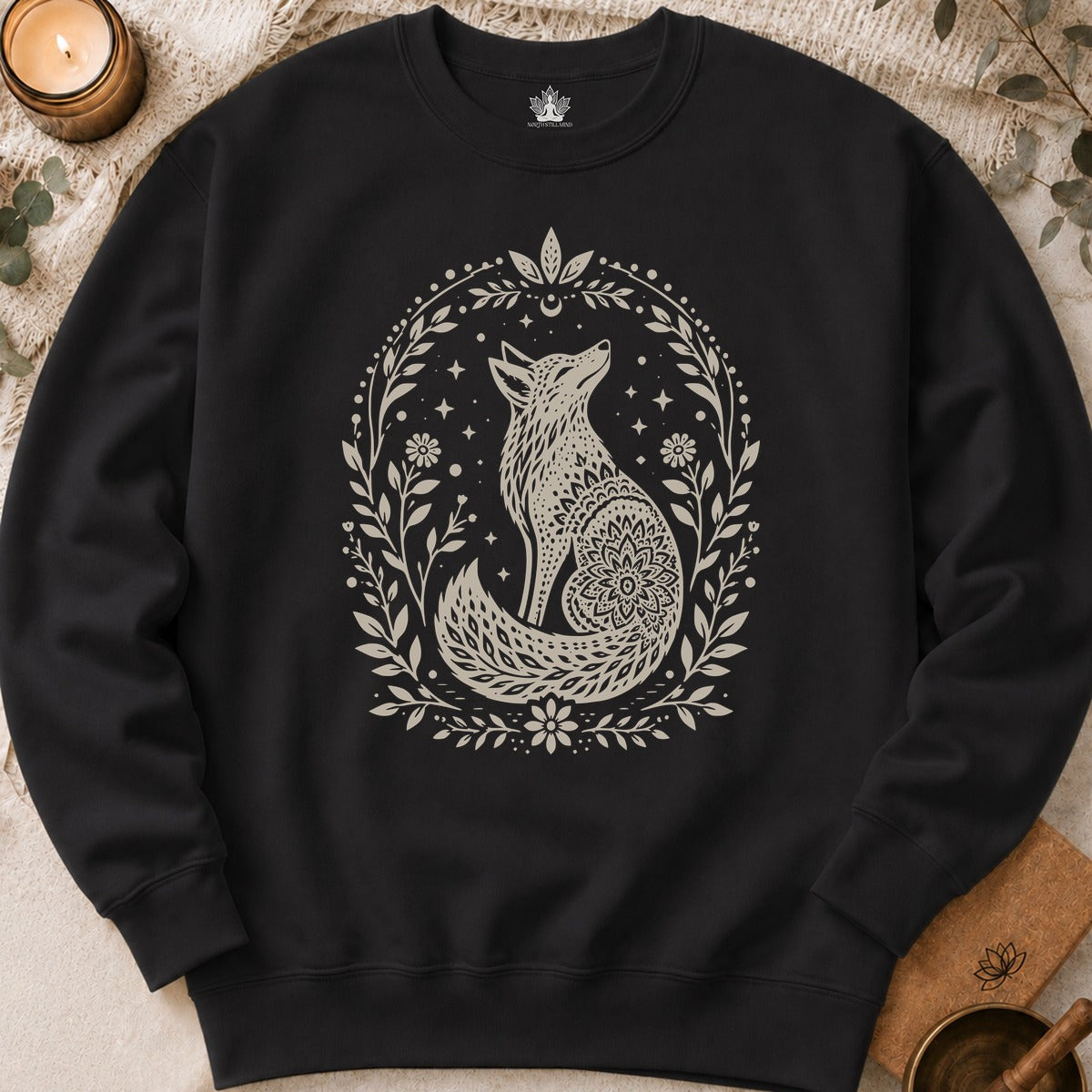 Boho Mandala Fox Linocut Sweatshirt