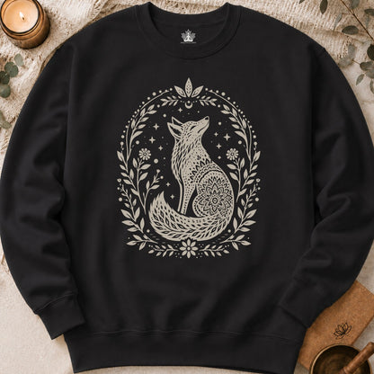 Boho Mandala Fox Linocut Sweatshirt