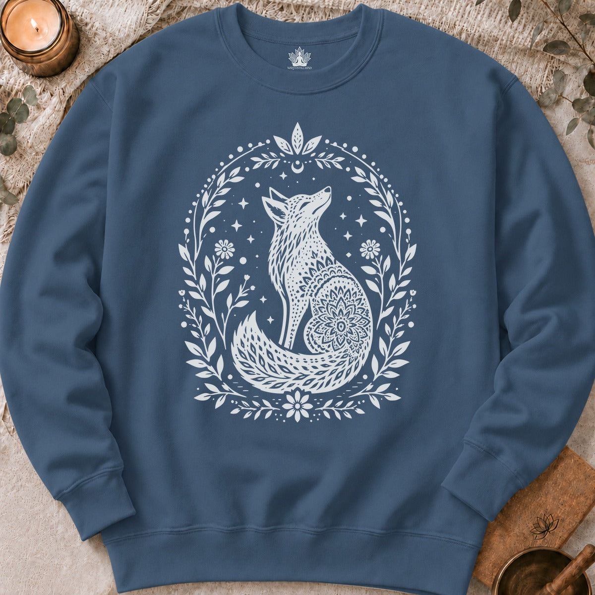 Boho Mandala Fox Linocut Sweatshirt