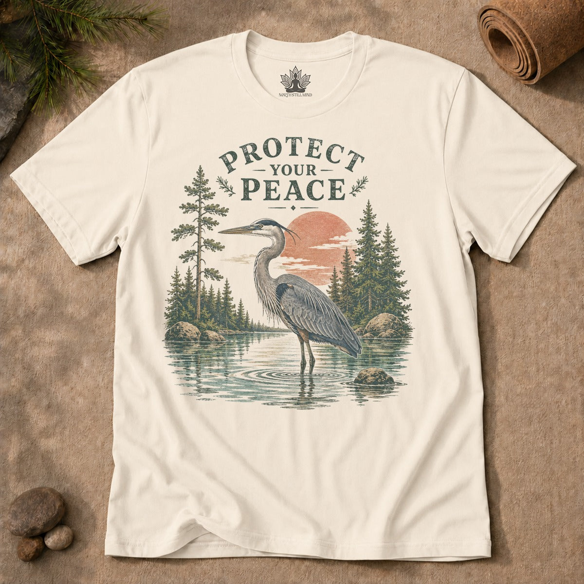 Protect Your Peace Retro Great Blue Heron Men Tee