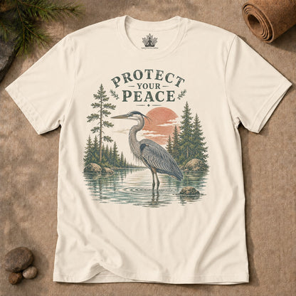 Protect Your Peace Retro Great Blue Heron Men Tee
