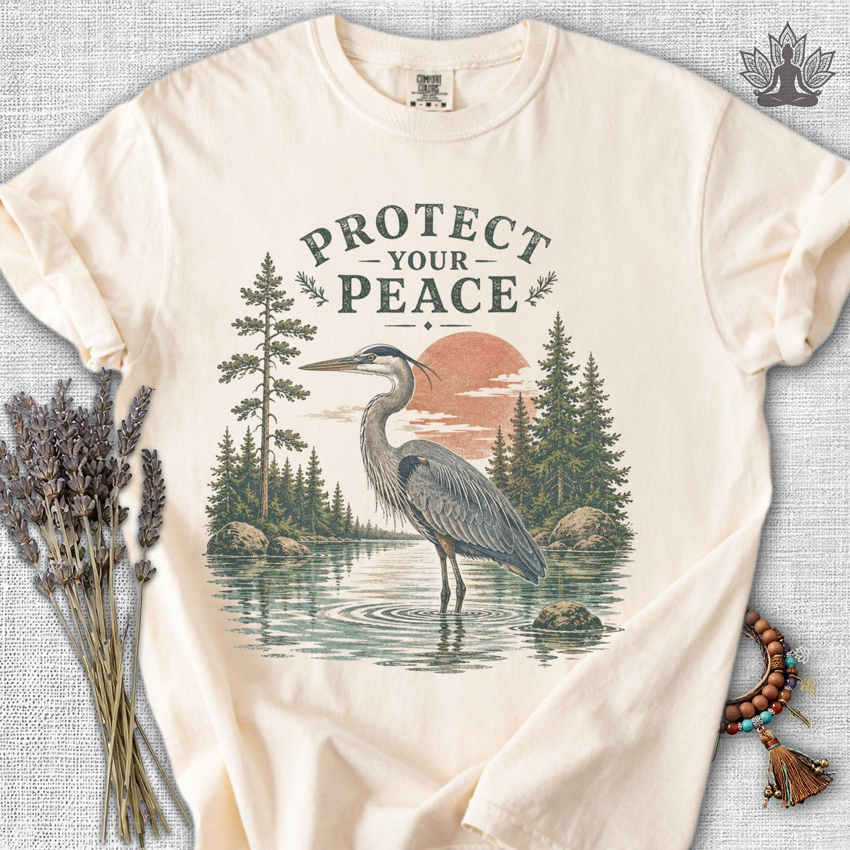 Protect Your Peace Retro Blue Heron Comfort Colors® Tee