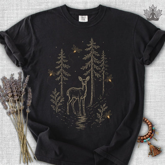 Printify T-Shirt The Quiet Path Doe & Fireflies Comfort Colors® Tee The Quiet Path Doe & Fireflies Comfort Colors® Tee