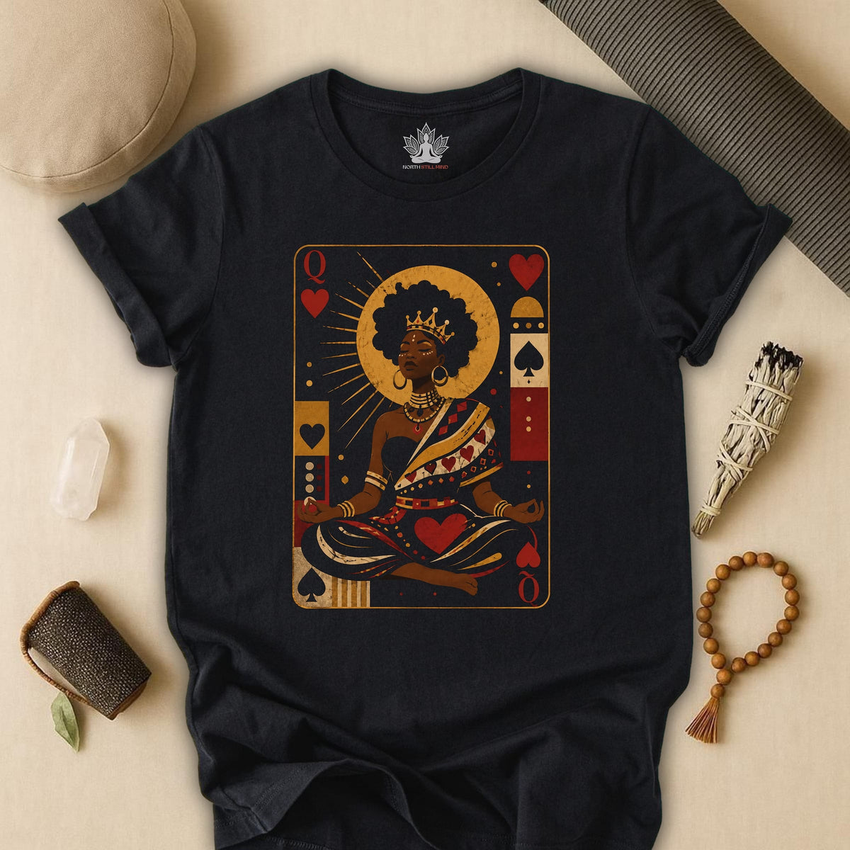 Printify T-Shirt Meditating Queen of Hearts Tee Meditating Queen of Hearts Tee