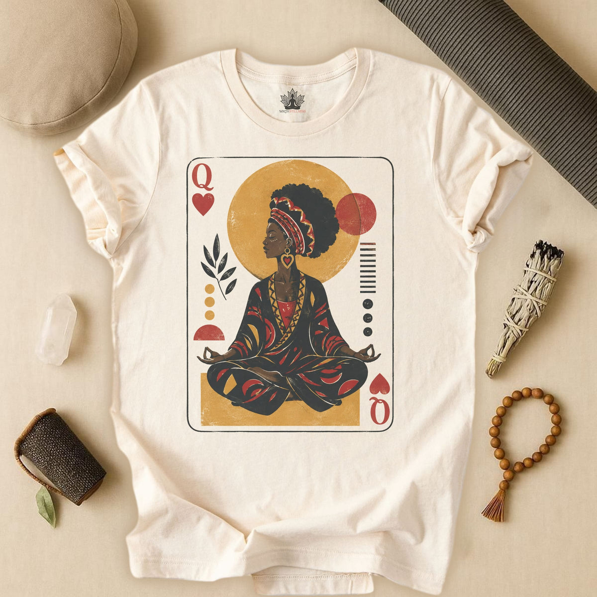 Printify T-Shirt Queen of Hearts Meditation Tee Queen of Hearts Meditation Tee