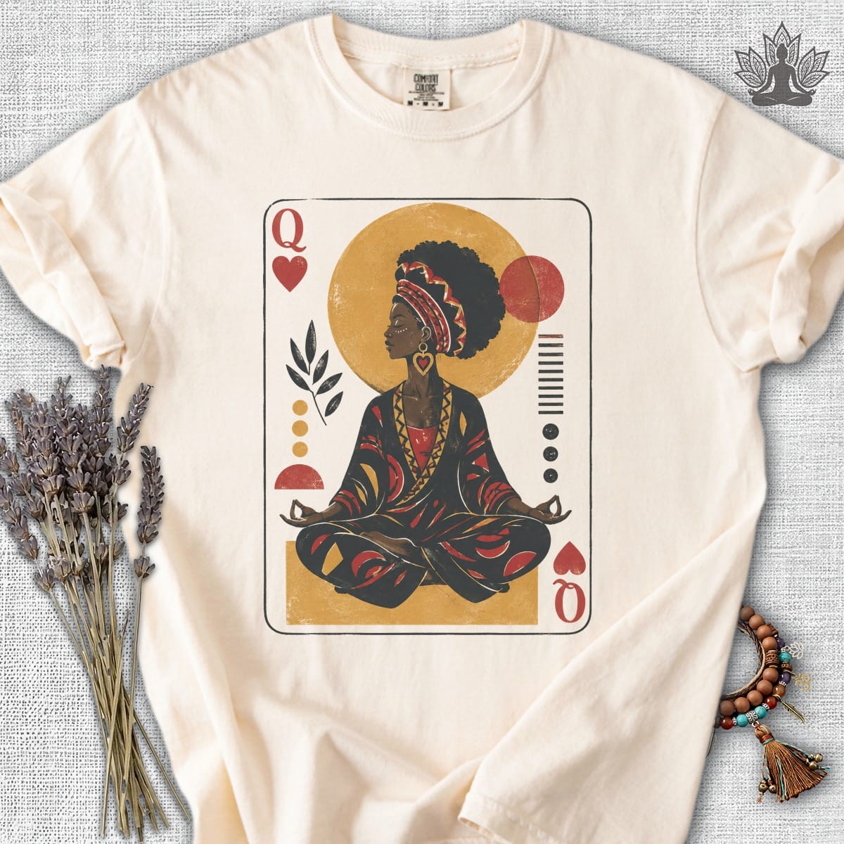 Printify T-Shirt Queen of Hearts Meditation Comfort Colors® Tee Queen of Hearts Meditation Comfort Colors® Tee