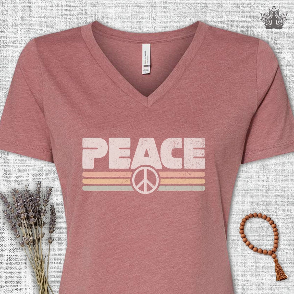 Printify T-Shirt Peace Retro V-Neck Tee Peace Retro V-Neck Tee