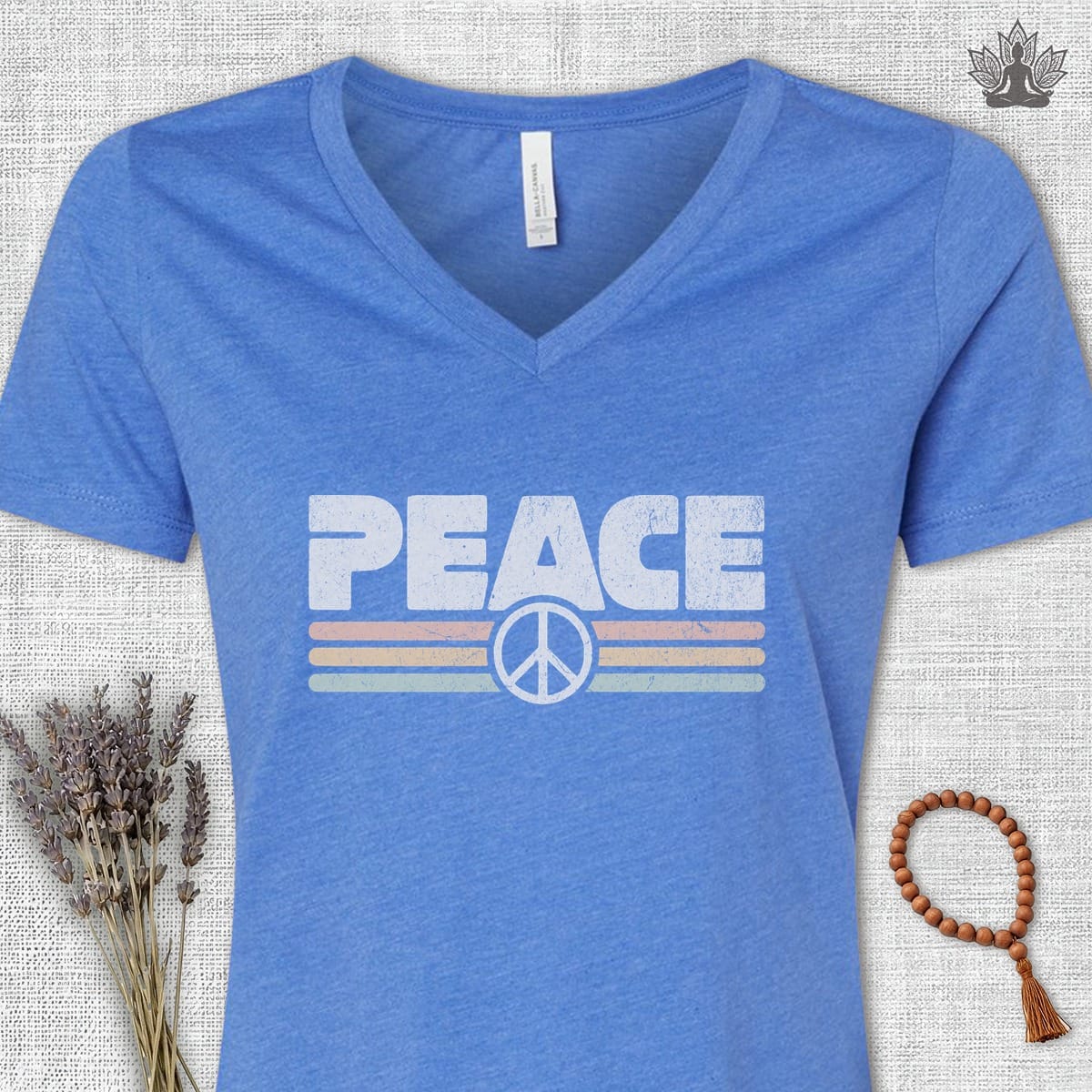 Printify T-Shirt Peace Retro V-Neck Tee Peace Retro V-Neck Tee