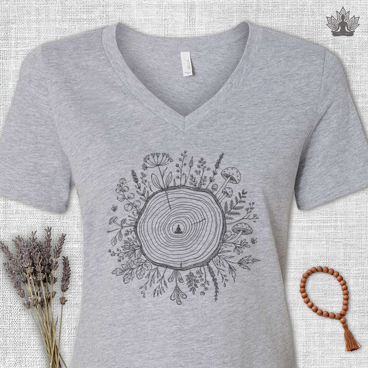 Printify T-Shirt The Quiet Center Botanical V-Neck Tee The Quiet Center Botanical V-Neck Tee
