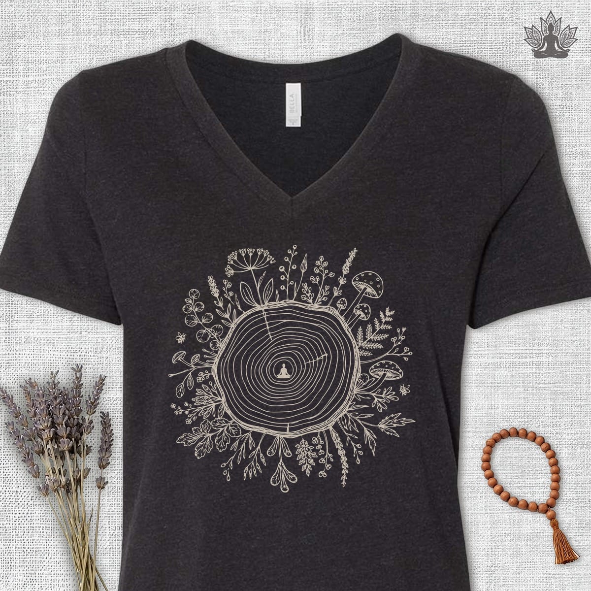Printify T-Shirt The Quiet Center Botanical V-Neck Tee The Quiet Center Botanical V-Neck Tee