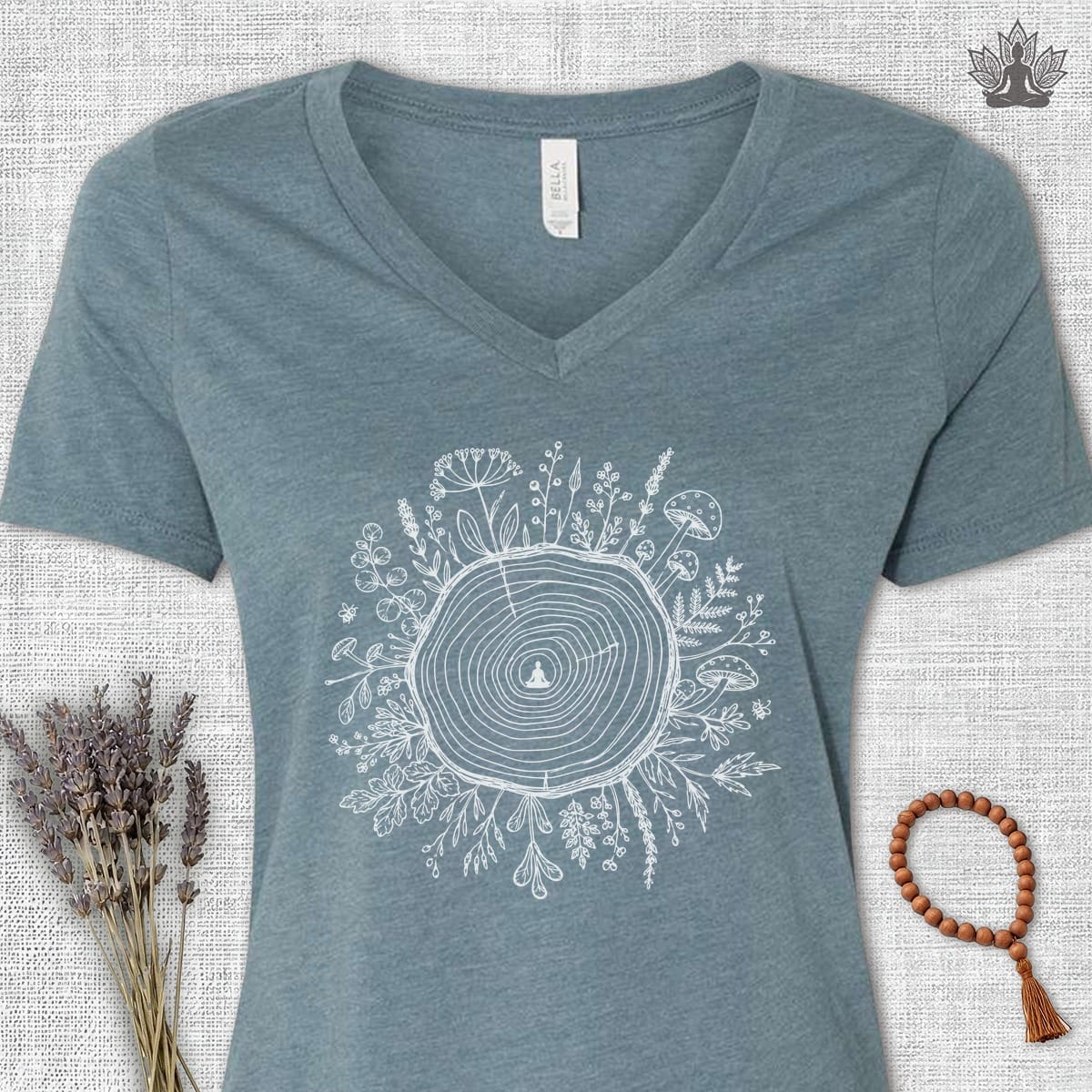Printify T-Shirt The Quiet Center Botanical V-Neck Tee The Quiet Center Botanical V-Neck Tee