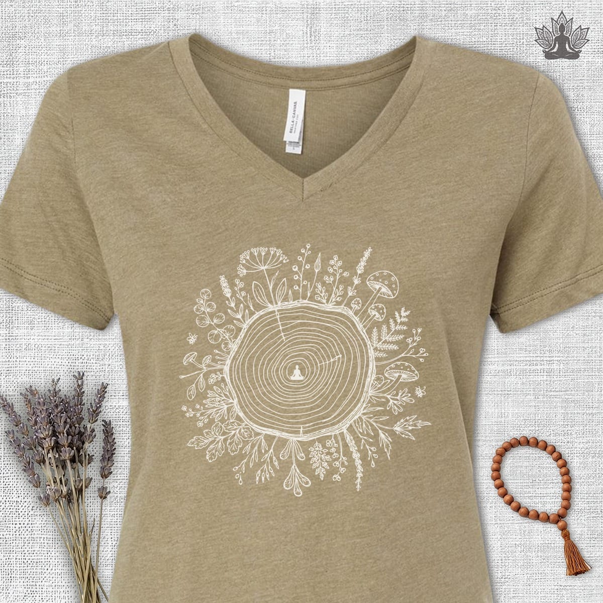 Printify T-Shirt The Quiet Center Botanical V-Neck Tee The Quiet Center Botanical V-Neck Tee