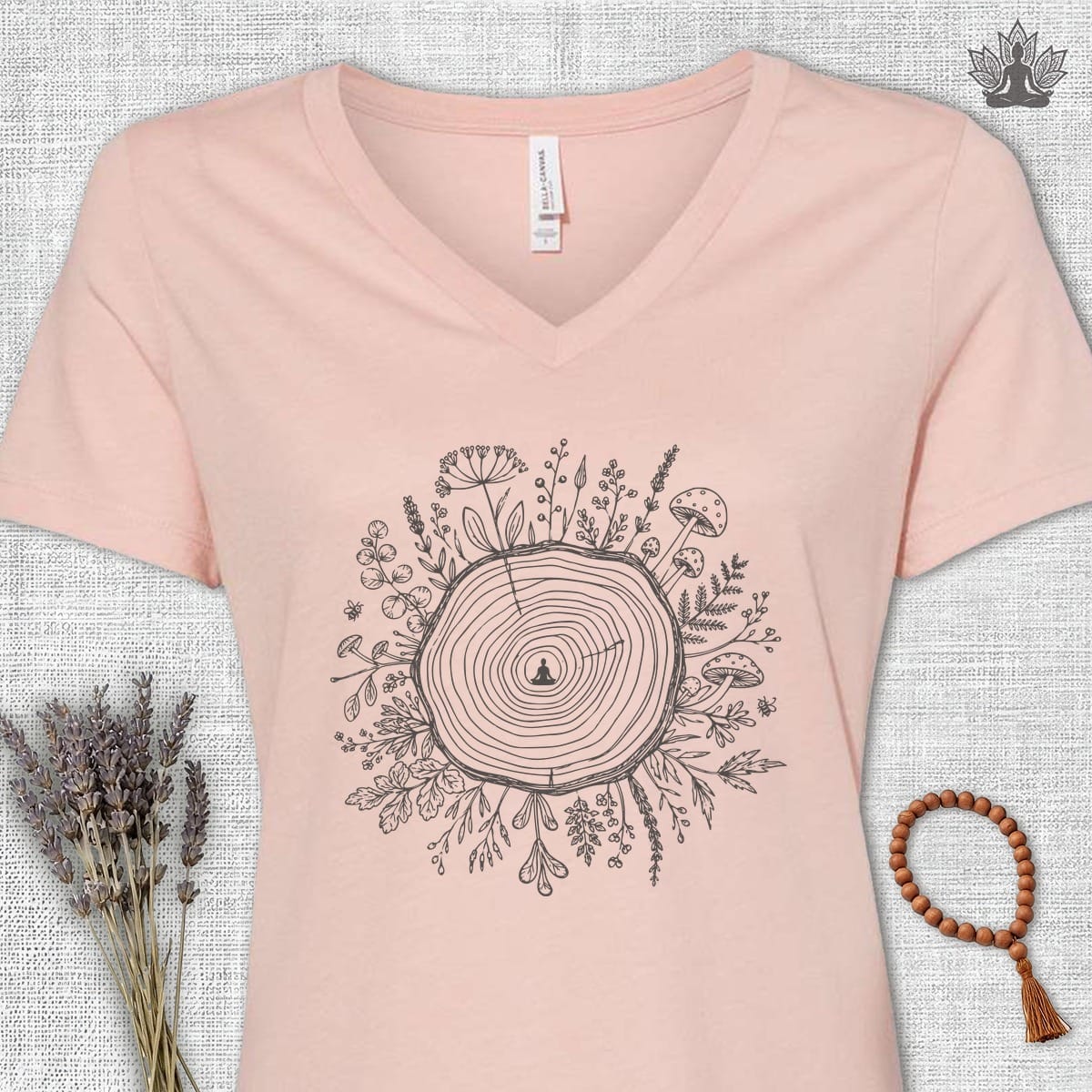 Printify T-Shirt The Quiet Center Botanical V-Neck Tee The Quiet Center Botanical V-Neck Tee