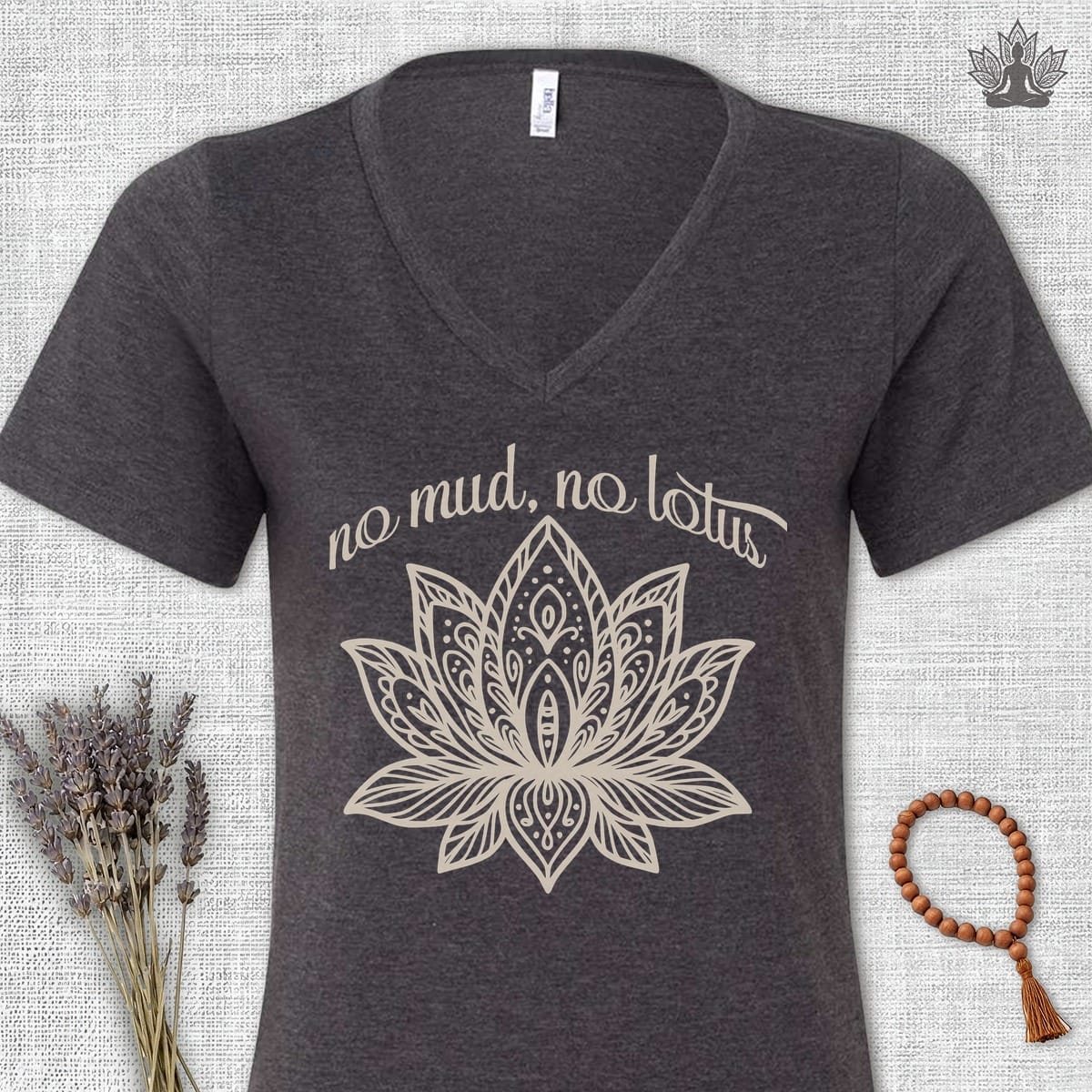 Printify T-Shirt No Mud No Lotus V-Neck Tee No Mud No Lotus V-Neck Tee
