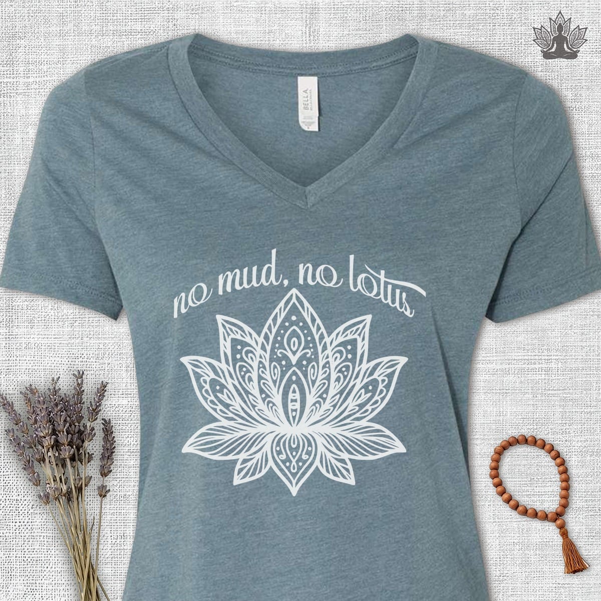 Printify T-Shirt No Mud No Lotus V-Neck Tee No Mud No Lotus V-Neck Tee