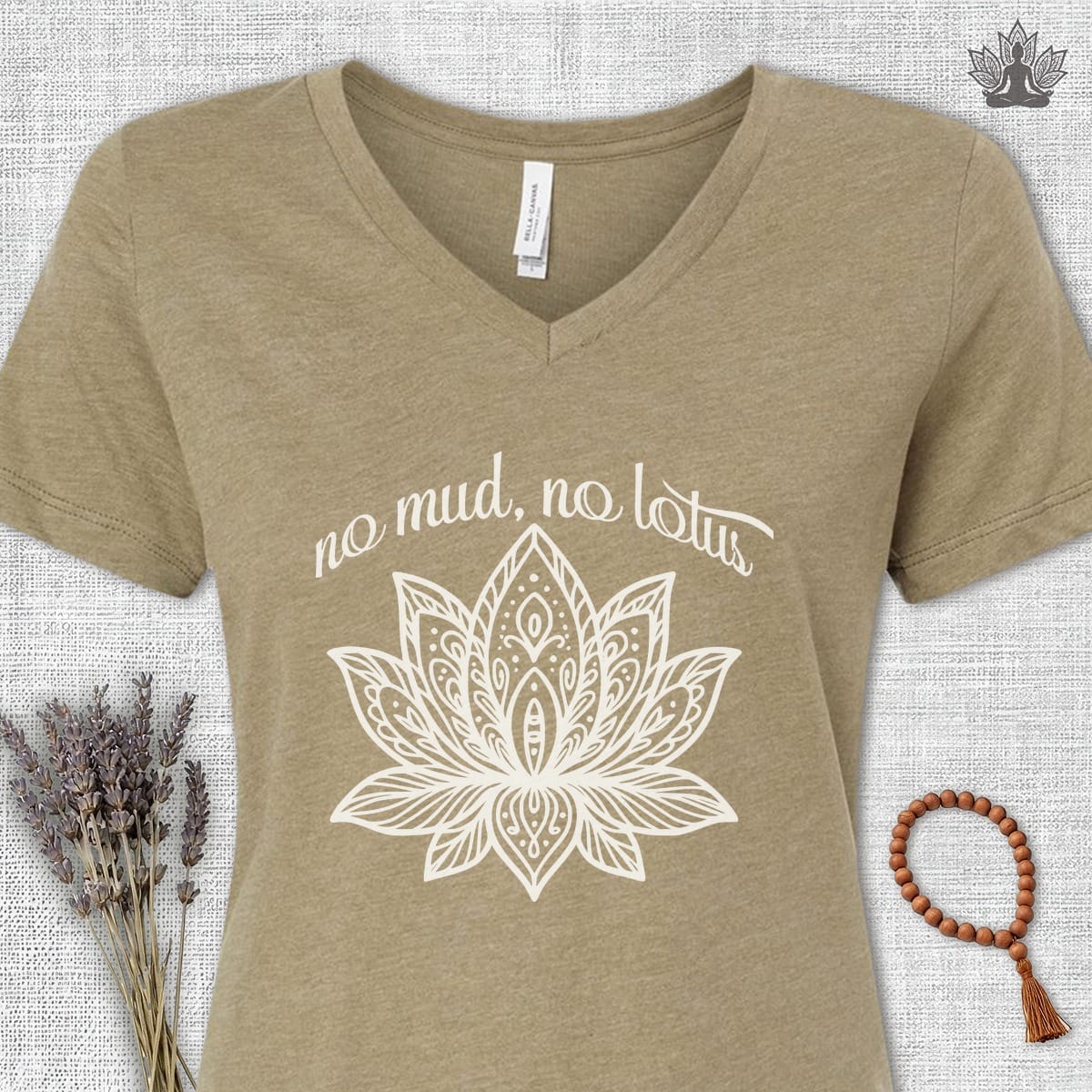 Printify T-Shirt No Mud No Lotus V-Neck Tee No Mud No Lotus V-Neck Tee