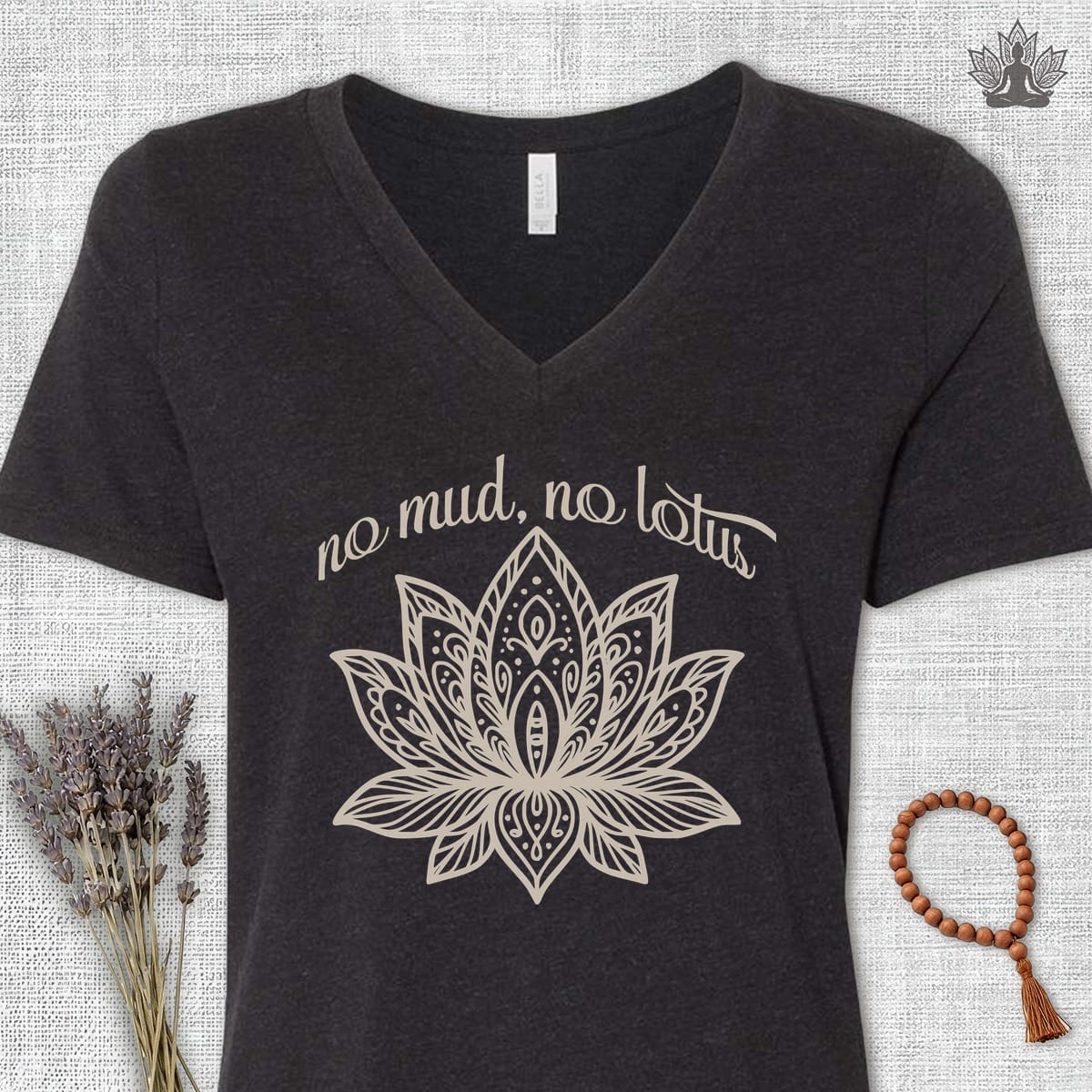 Printify T-Shirt No Mud No Lotus V-Neck Tee No Mud No Lotus V-Neck Tee