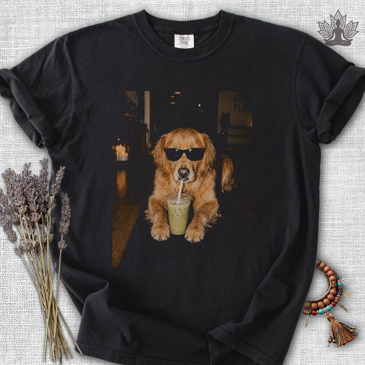Printify T-Shirt Yogi Dog With Swag Comfort Colors® Tee Yogi Dog With Swag Comfort Colors® Tee
