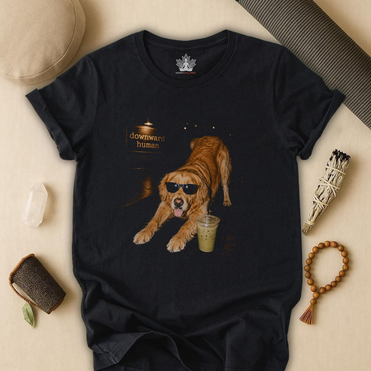 Printify T-Shirt Downward Human Dog With Swag Tee Downward Human Dog With Swag Tee