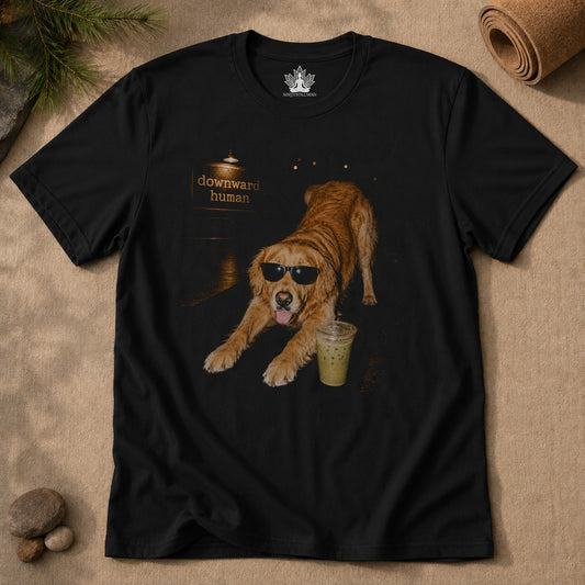 Printify T-Shirt Downward Human Dog With Swag Men Tee Downward Human Dog With Swag Men Tee
