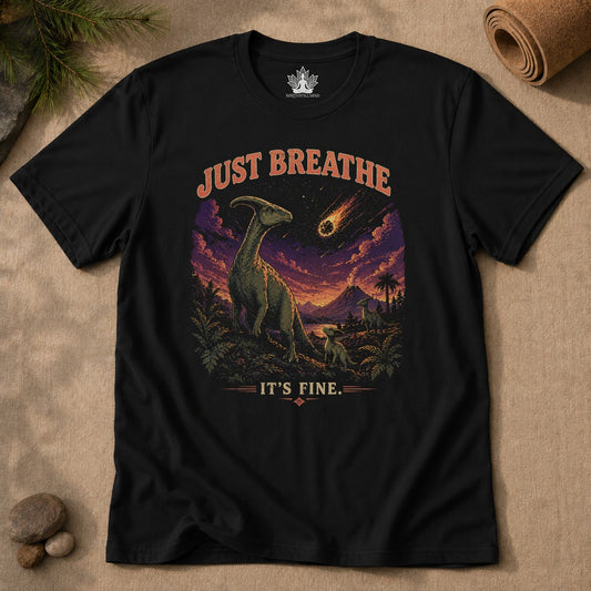 Printify T-Shirt 90s Dinosaurs Just Breathe Men Tee 90s Dinosaurs Just Breathe Men Tee