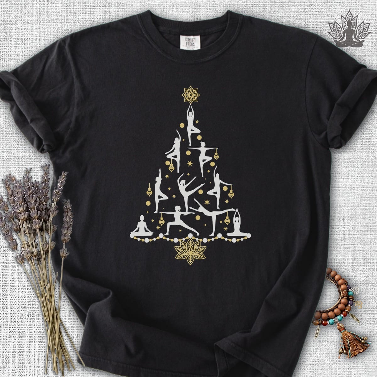 Printify T-Shirt Yoga Poses Christmas Tree Comfort Colors® Tee Yoga Poses Christmas Tree Comfort Colors® Tee