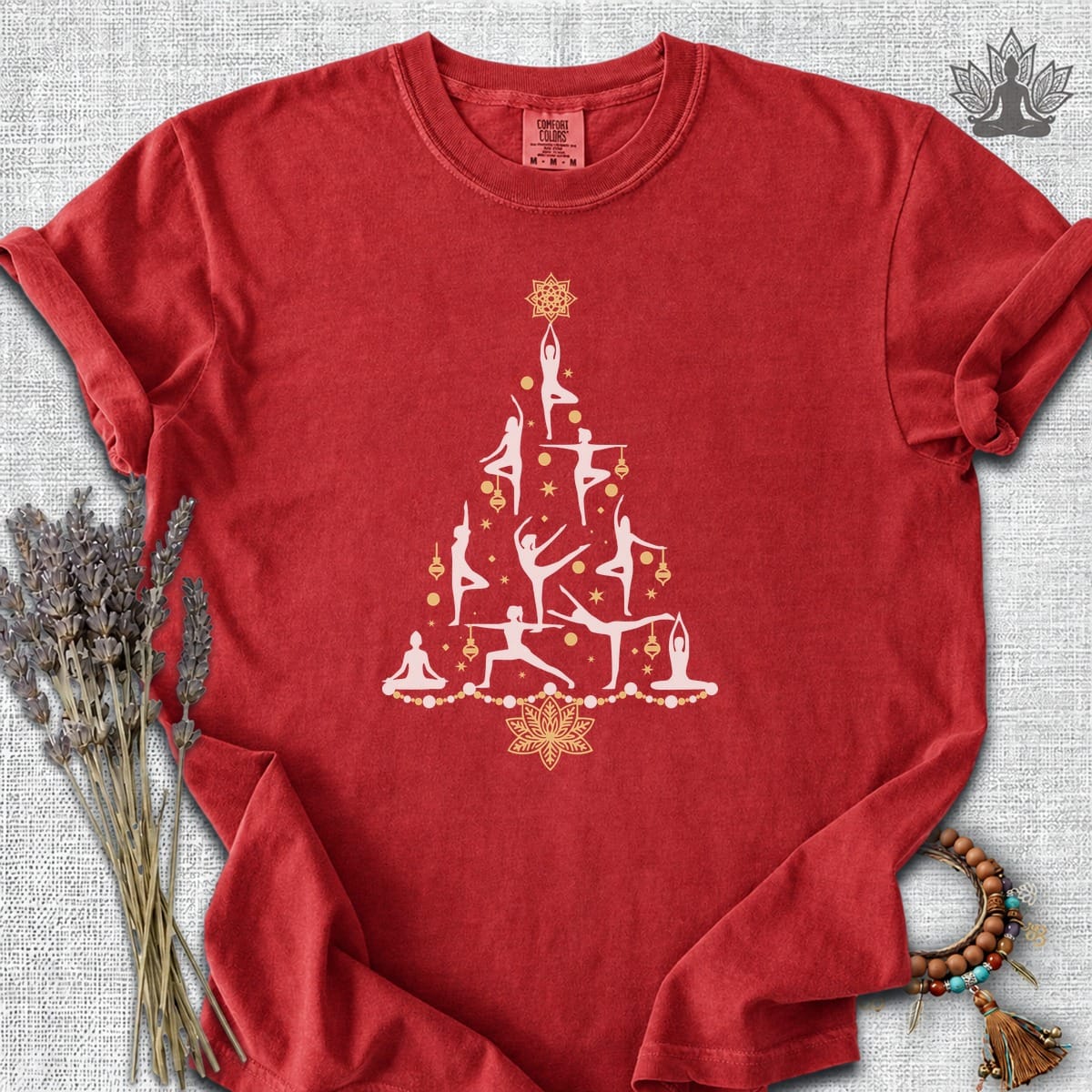 Printify T-Shirt Yoga Poses Christmas Tree Comfort Colors® Tee Yoga Poses Christmas Tree Comfort Colors® Tee