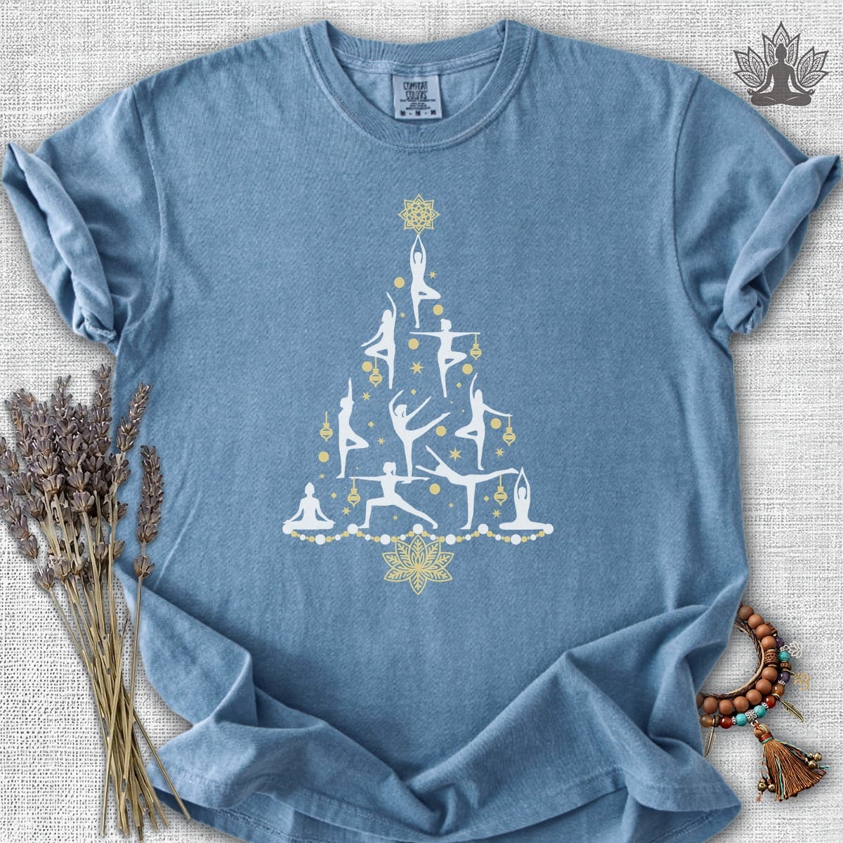 Printify T-Shirt Yoga Poses Christmas Tree Comfort Colors® Tee Yoga Poses Christmas Tree Comfort Colors® Tee