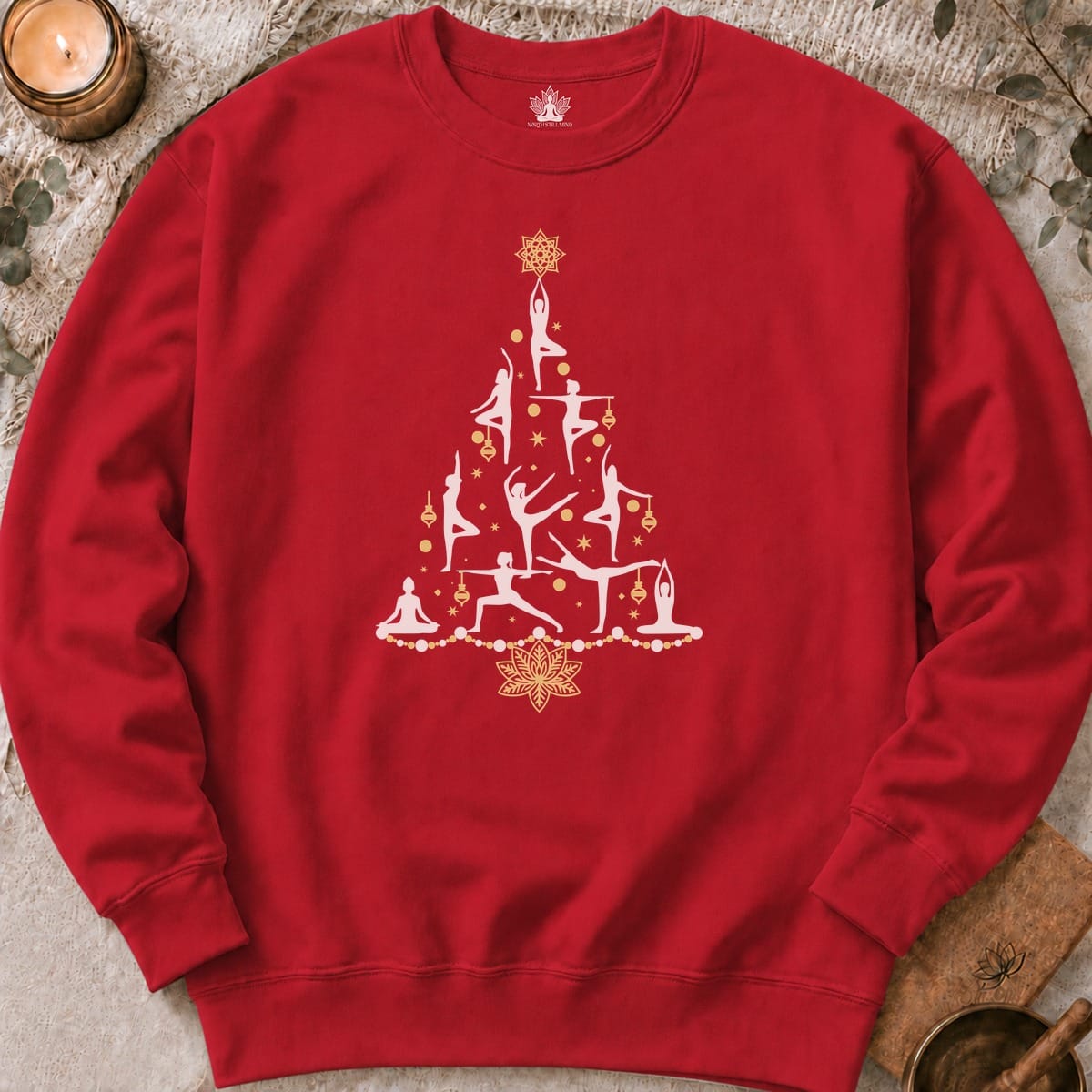 Printify Sweatshirt Yoga Poses Christmas Tree Sweatshirt Yoga Poses Christmas Tree Sweatshirt