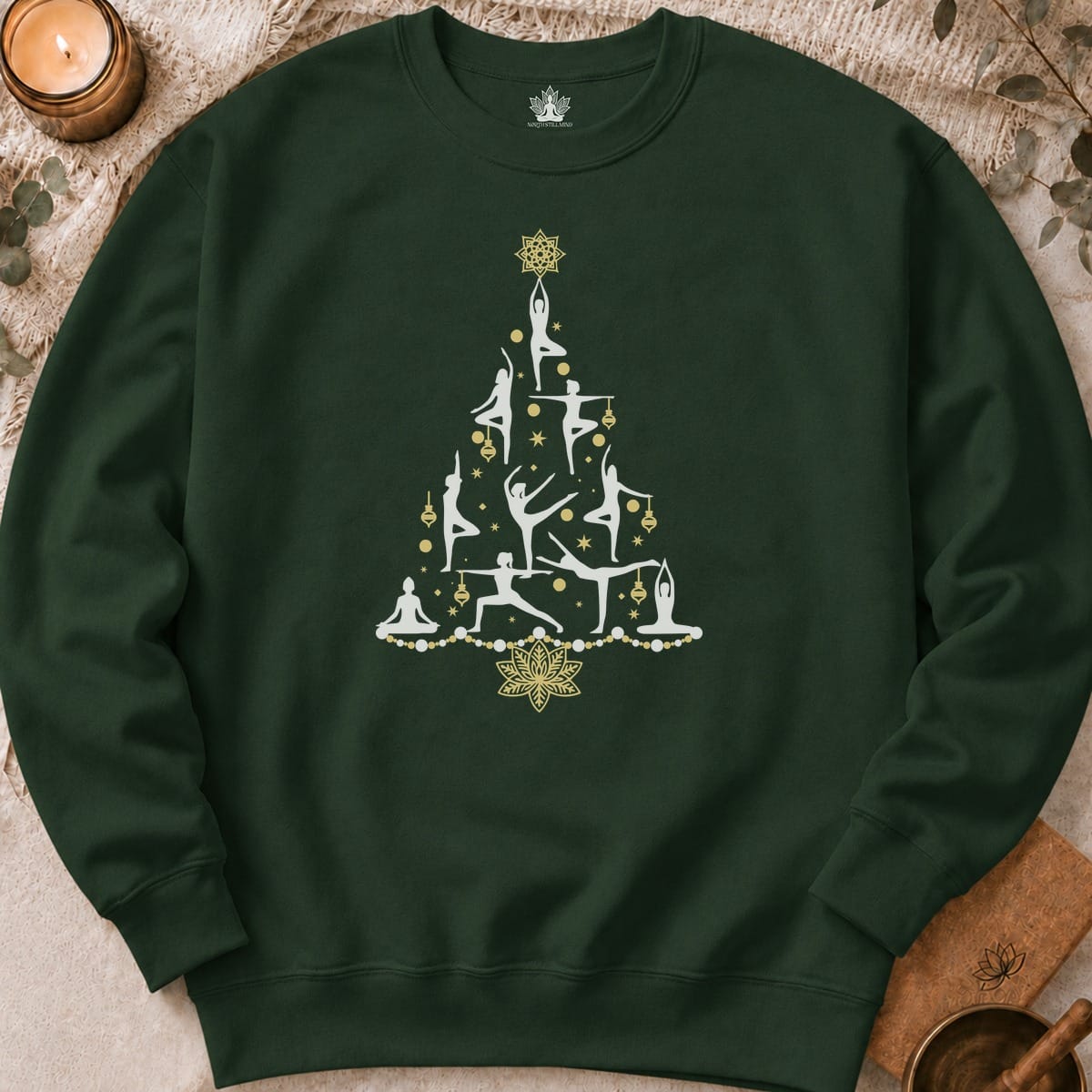 Printify Sweatshirt Yoga Poses Christmas Tree Sweatshirt Yoga Poses Christmas Tree Sweatshirt