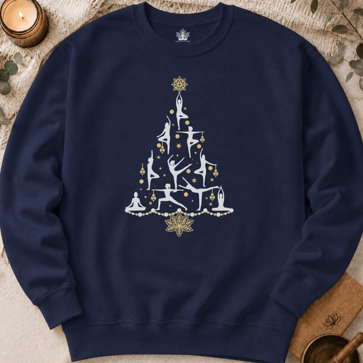 Printify Sweatshirt Yoga Poses Christmas Tree Sweatshirt Yoga Poses Christmas Tree Sweatshirt