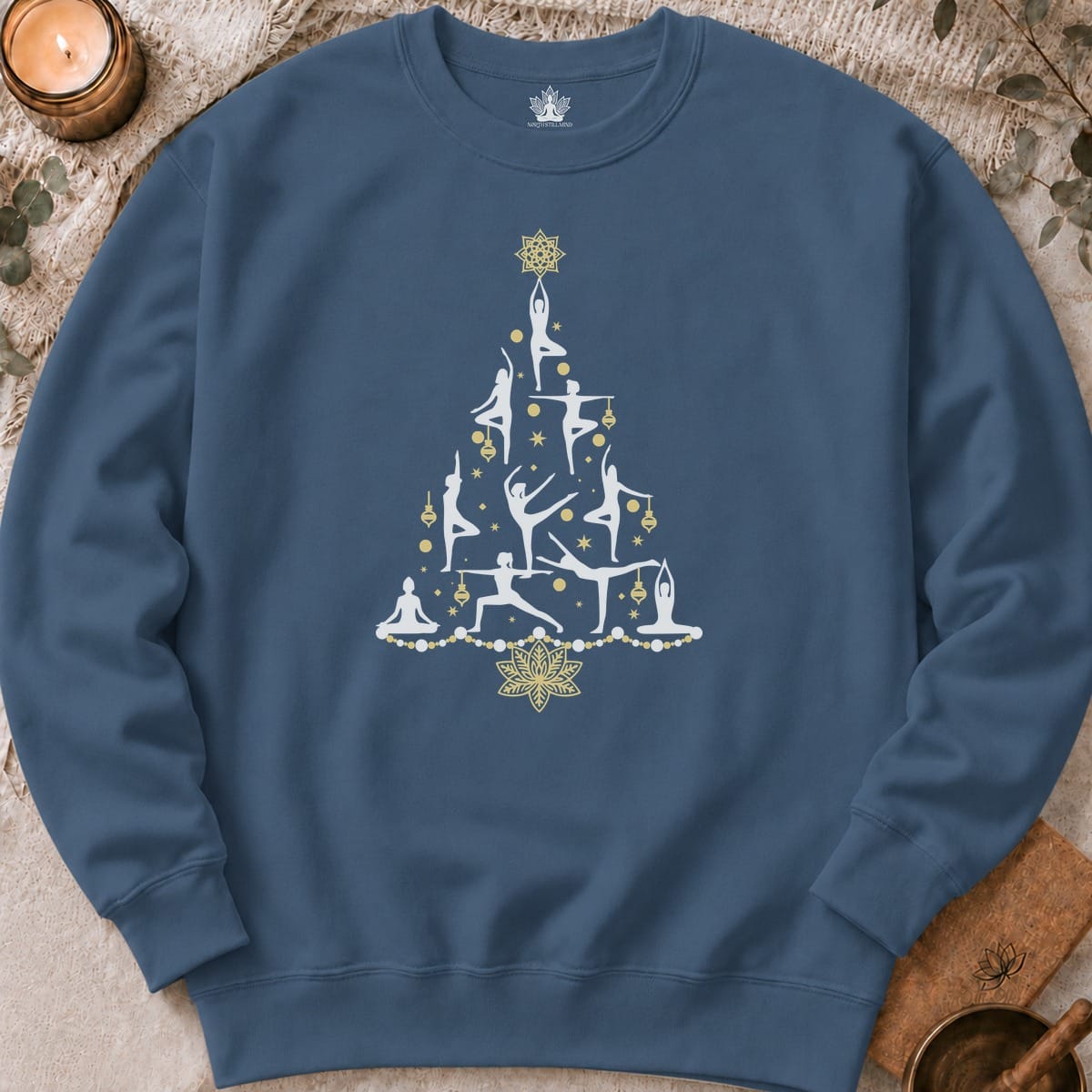 Printify Sweatshirt Yoga Poses Christmas Tree Sweatshirt Yoga Poses Christmas Tree Sweatshirt