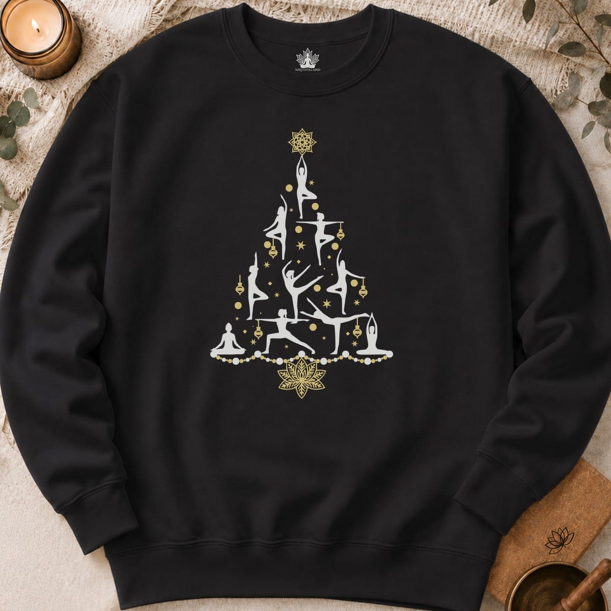 Printify Sweatshirt Yoga Poses Christmas Tree Sweatshirt Yoga Poses Christmas Tree Sweatshirt