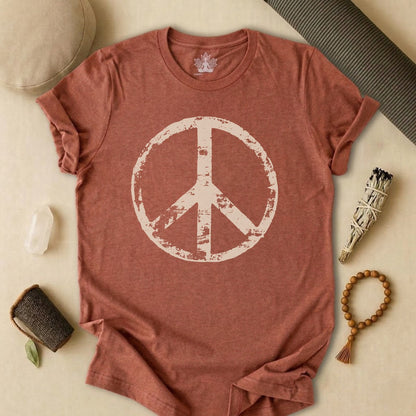 Vintage Peace Symbol Light Print Tee