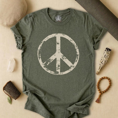 Vintage Peace Symbol Light Print Tee